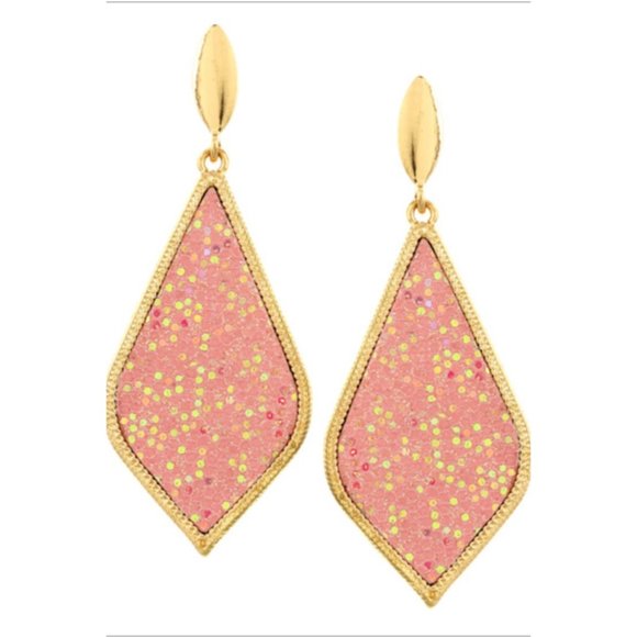 Bluebell Large Teardrop Sparkle Earrings Pink NWT - Picture 1 of 1